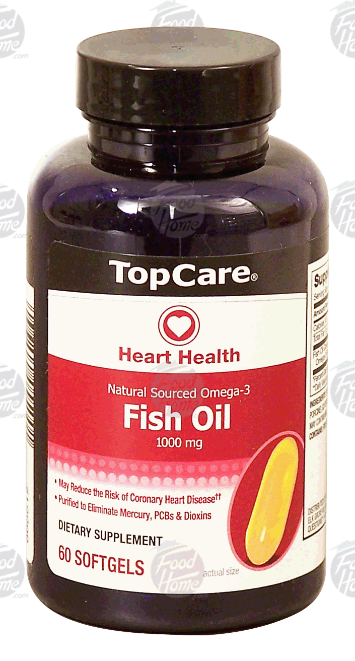 Top Care Heart Health natural sourced omega-3 fish oil concentrate, 1000 mg per softgel Full-Size Picture